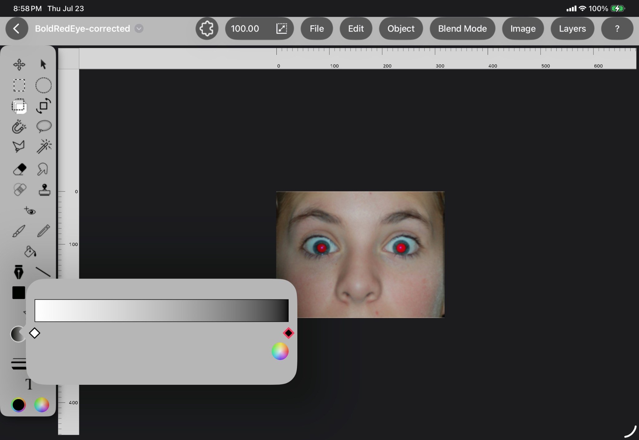 Gradient controls in Genie Photo on iPad