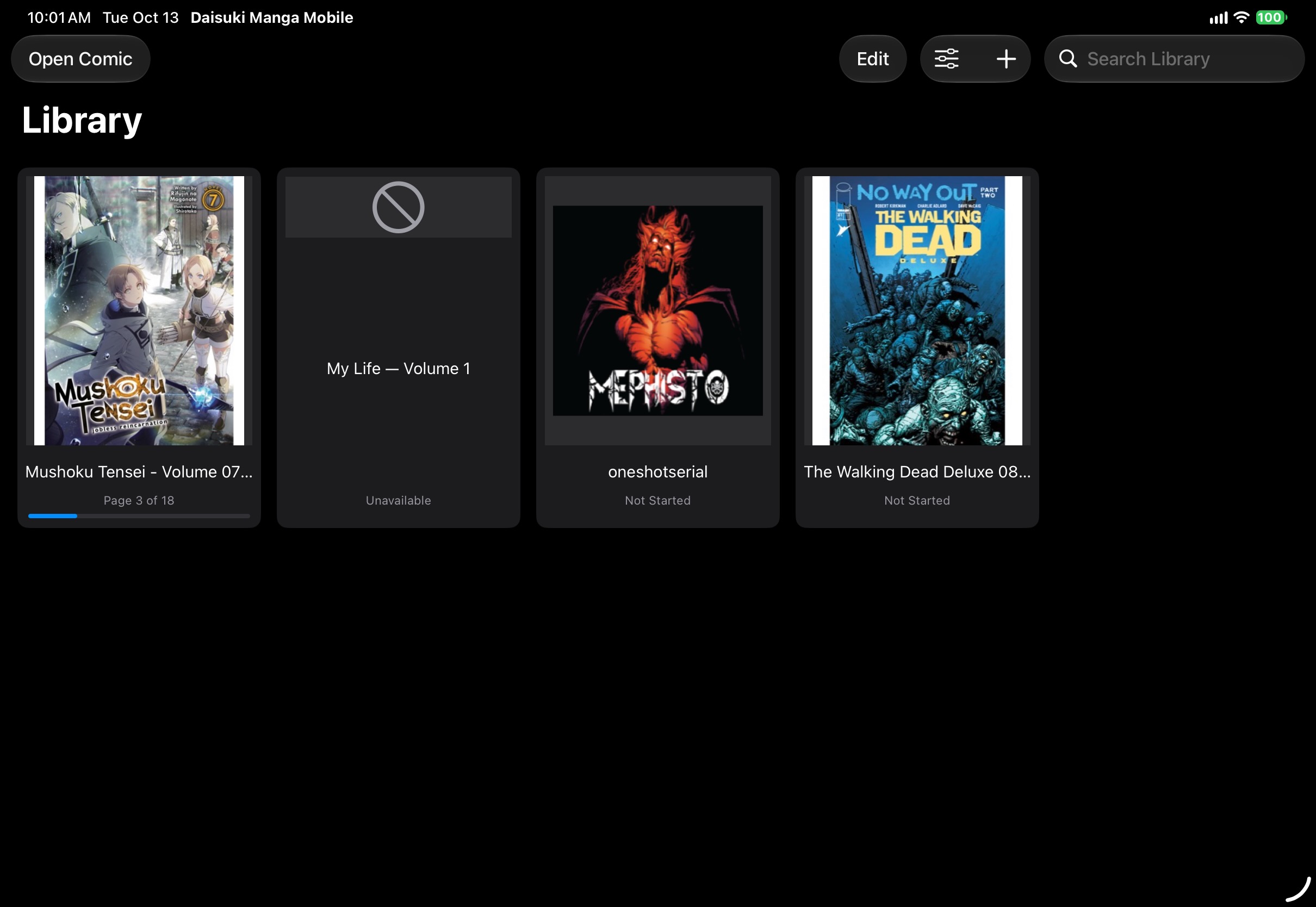 Daisuki Manga iPad library